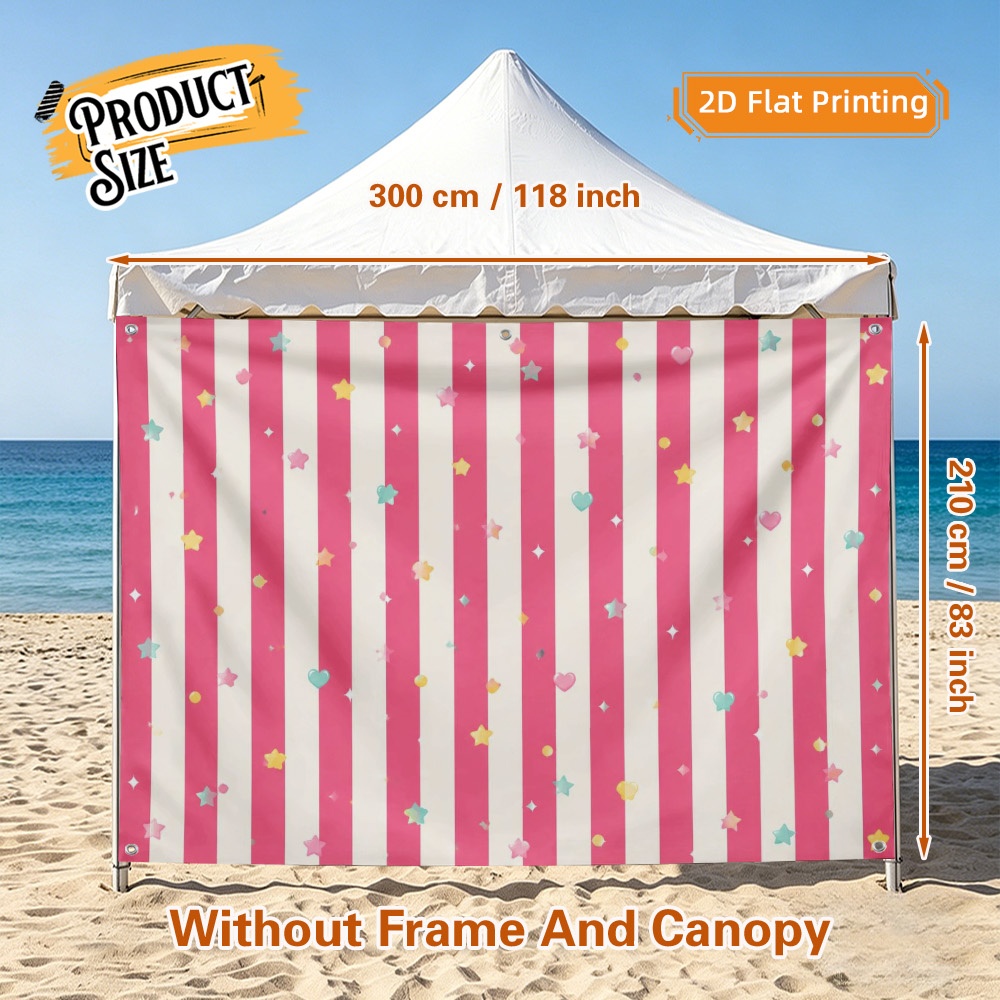 TEMU 2d Flat, 1pc Sunshelter , Privacy-enhancing And Easy-to-setup, Used For Backyard Gatherings, Picnic Areas, Featuring Festive Candy Stripe De ,