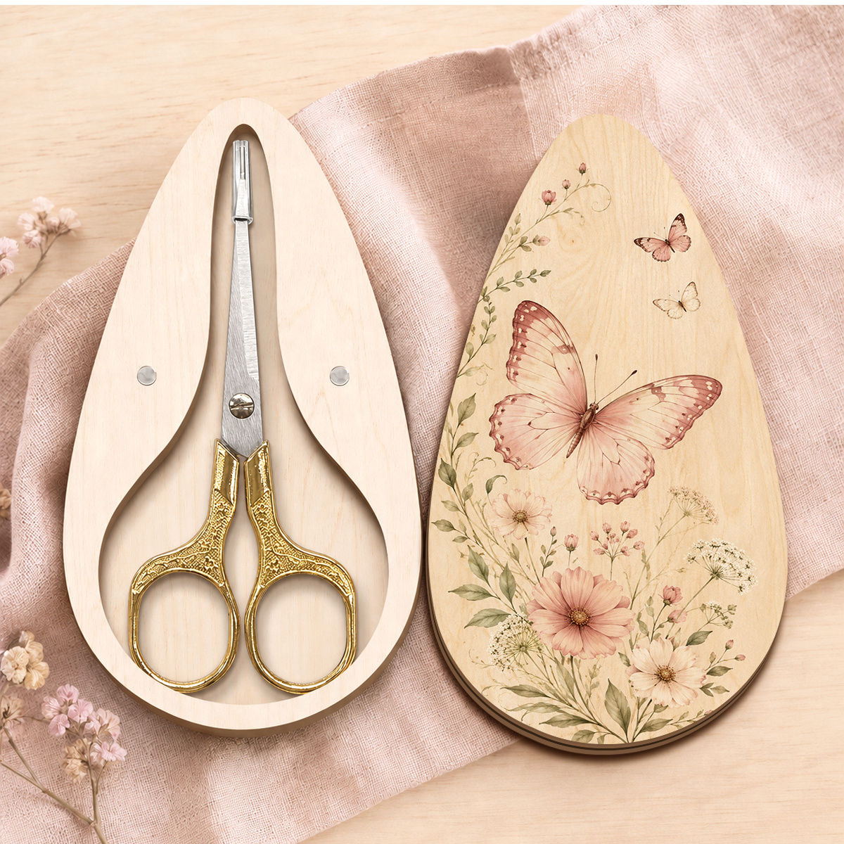 TEMU Exquisite Scissors With Case, Small Golden Embroidery Scissors With Magnetic Case, An Ideal Gift For Crafters, Tailors, And Embroidery