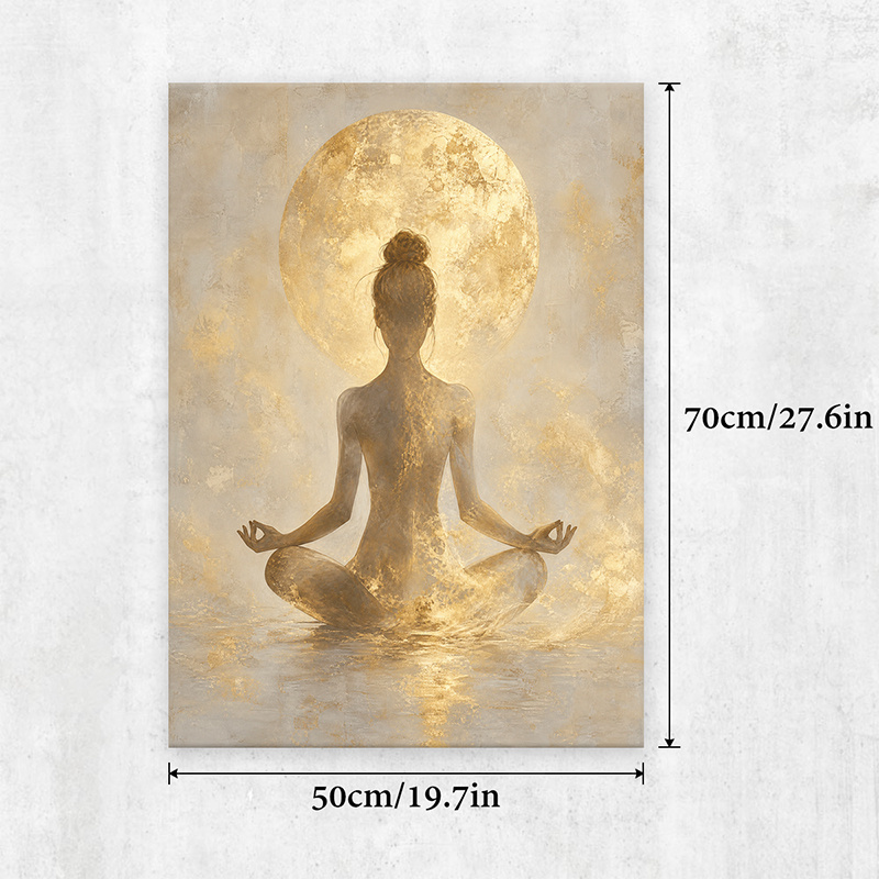 TEMU 2d Flat, 2d Flat 2d/flat, 1pc Wooden Framed Canvas Poster, Meditating Woman Silhouette, , Zen Style, Minimalist, Spiritual Home Decor, Suitable