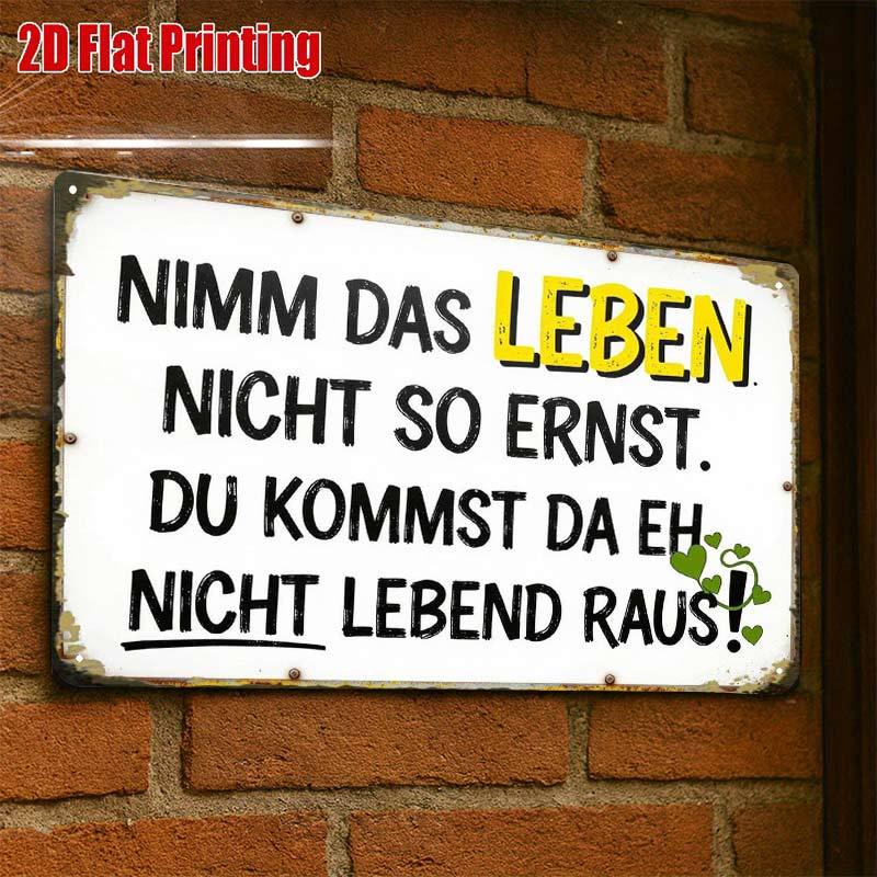 TEMU 2D Flat - 2D-Flat, ., Vintage Metallschild, deutsches Zitat Wanddeko, kreative Blechschild Garage Dekoration, auffällige Schrift, hochwertiger