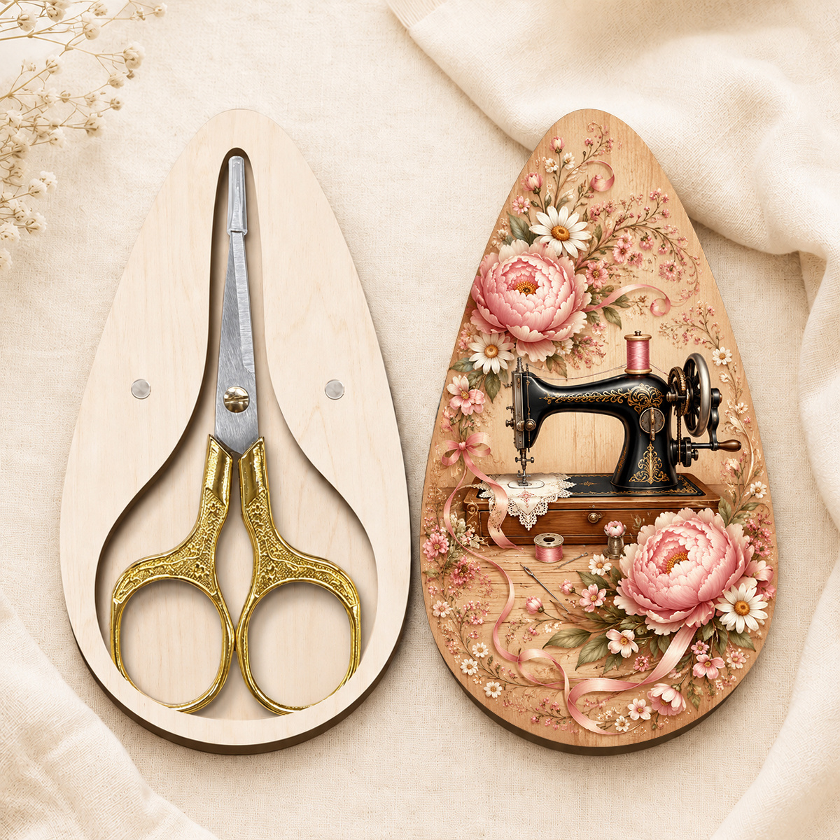 TEMU 1 Set Scissors And Storage Box, Premium Golden Embroidered Scissors With Magnetic Storage Box, Portable Sewing Scissors, Suitable For Cross