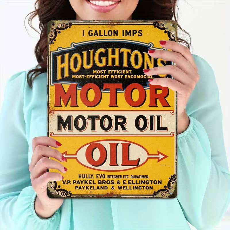 TEMU 2d Flat, 2d-flat,1pc,vintage 's Motor Oil Sign,creative Tin Sign Garage Decoration, Lettering, Highquality Print, , 2d Flat, Perfect For Room