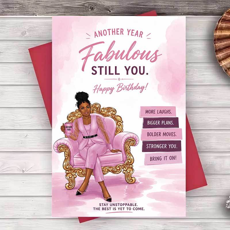 TEMU 1 Envelope And 1 Greeting Card Elegant Birthday Greeting Card For Her Stylish African Design Flat Stationery For Best Friend Sister Or Colleague
