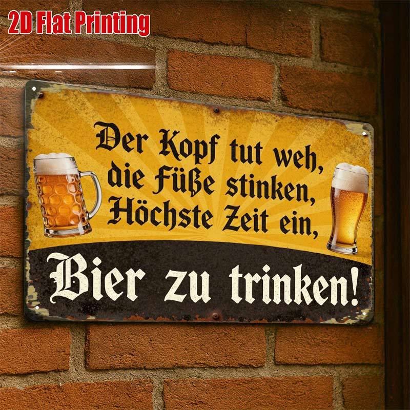 Image of 2d Flat - 2d-flat, 1pc, Rustic Beer Sign With German Humor, Creative Tin Sign Garage Decoration, Lettering, Highquality Print, Home Decorators, 2d Flat, Perfect For Room Decor 8x12