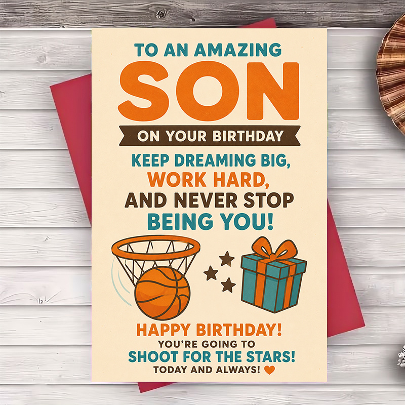 TEMU 1 Envelope And 1 Funny Greeting Card Funny Son Birthday Card Encouraging Basketball Birthday Card For Son Gift From Parents For Birthday