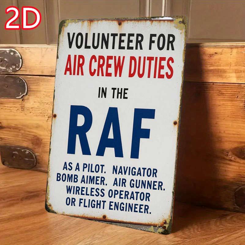 TEMU 2d Flat, 2d Flat - 2d-flat, 1pc, Raf Recruitment Vintage Metal Sign, Creative Sign Garage Decoration, Lettering, Highquality Print, Home