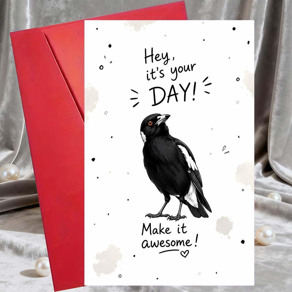 TEMU 1 Greeting Card And 1 Envelope Magpie Birthday Greeting Card For Flat Note Card For Special Occasions And Celebration Messages