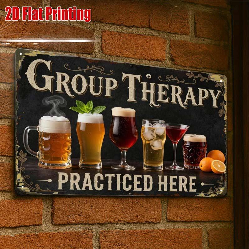 TEMU 2d Flat - 2d-flat, 1pc, Vintage Bar Decor Therapy Practiced Here, Creative Tin Sign Garage Decoration, Lettering, Highquality Print, Home