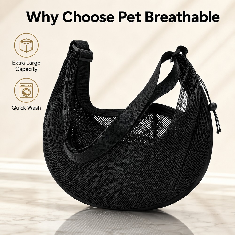 TEMU Borsa a tracolla trasportino per cani in rete traspirante adatta a cani di taglia - A con di ventilazione, chiusura e trasportino per visite