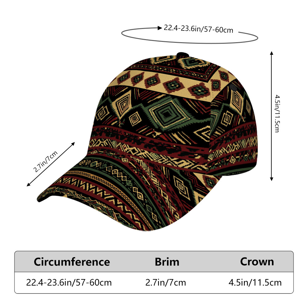 TEMU 2d Flat Printing, 1pc Ethnic Geometric Stripes Print Classic Baseball Cap - Stylish Adjustable Duckbill Hat, Easy To Adjust, Comfortable For