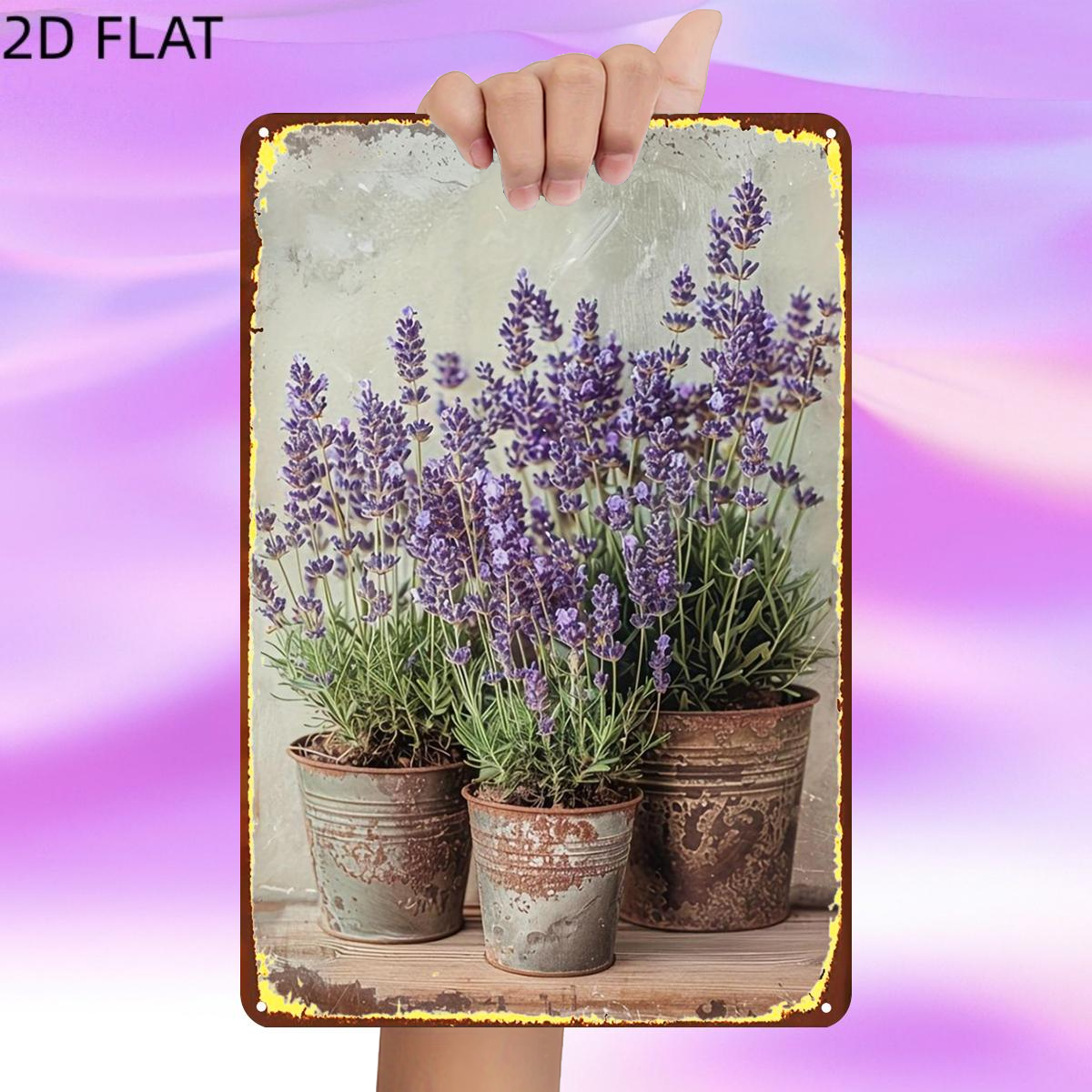 TEMU 2d Flat, 1pc, Retro 3 Pots Of On A Rustic Background Metal Iron Sign, Pre-drilled Holes, Suitable For Indoor, Garden, Outdoor, Home, Office,
