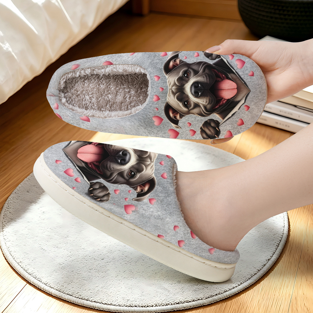 TEMU [printed Design - Not Textured] - Fashionable Printed Slippers With A Matte Textured Gray Base, Featuring A Realistic Sticking Out Its Tongue