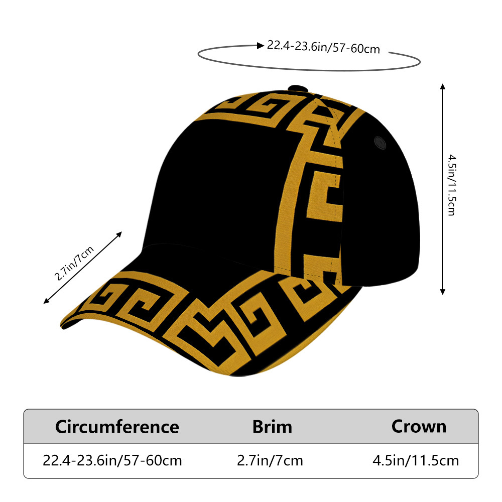 TEMU 2d Flat Printing, 1pc Key Border Print Classic Baseball Cap - Stylish Adjustable Duckbill Hat, Perfect For And Shopping, Comfortable Wear, 2d