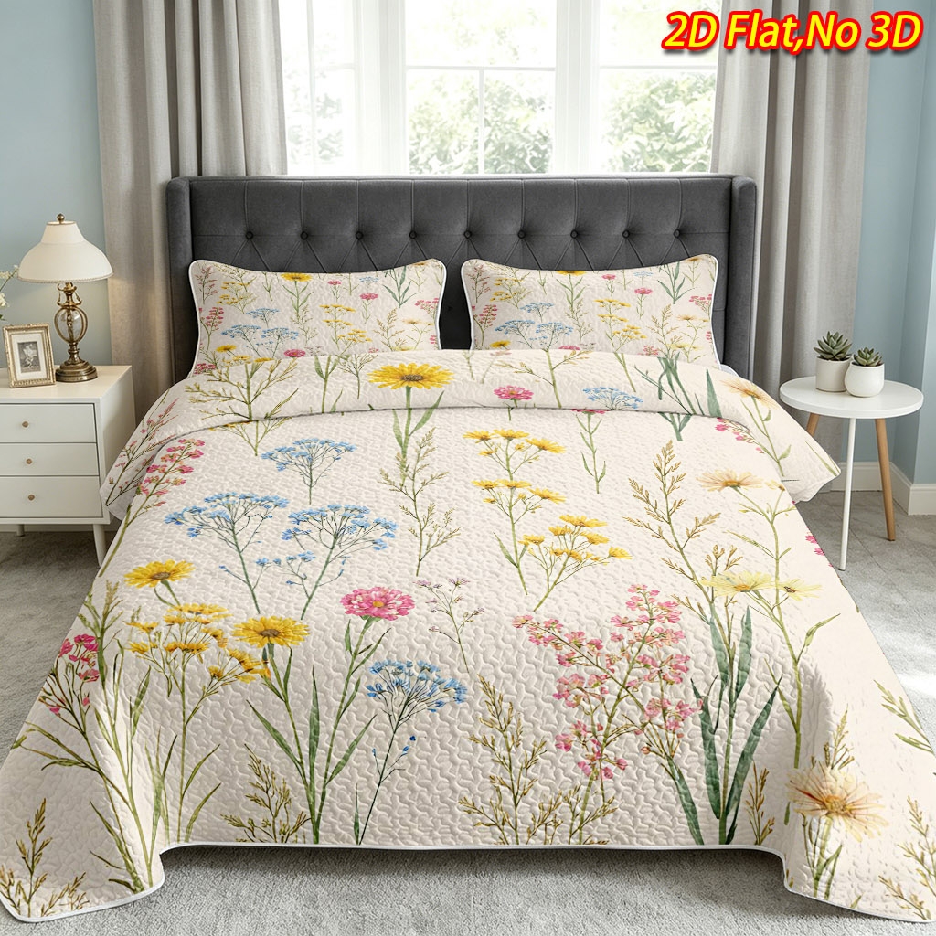 TEMU 2/3pcs 2d Flat Theme Bedspread Set 1*bedspread 1/2*pillowcase, No Filling), Breathable , Suitable For Bedroom , Suitable For All Ages And