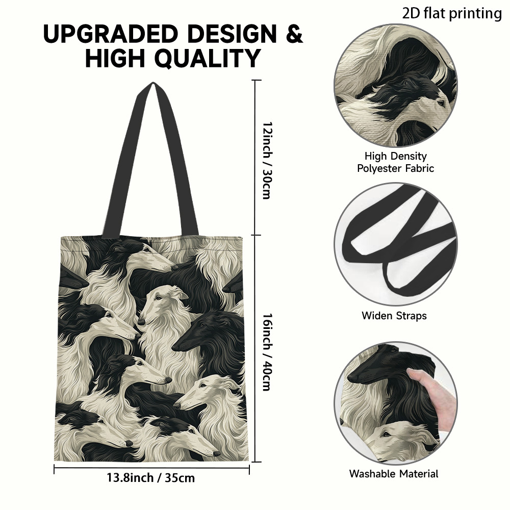 TEMU Borsa della riutilizzabile con stampa cane , 1 pezzo - Borsa tote a tema adatta per quotidiana, viaggi, picnic | Borsa multiuso con per