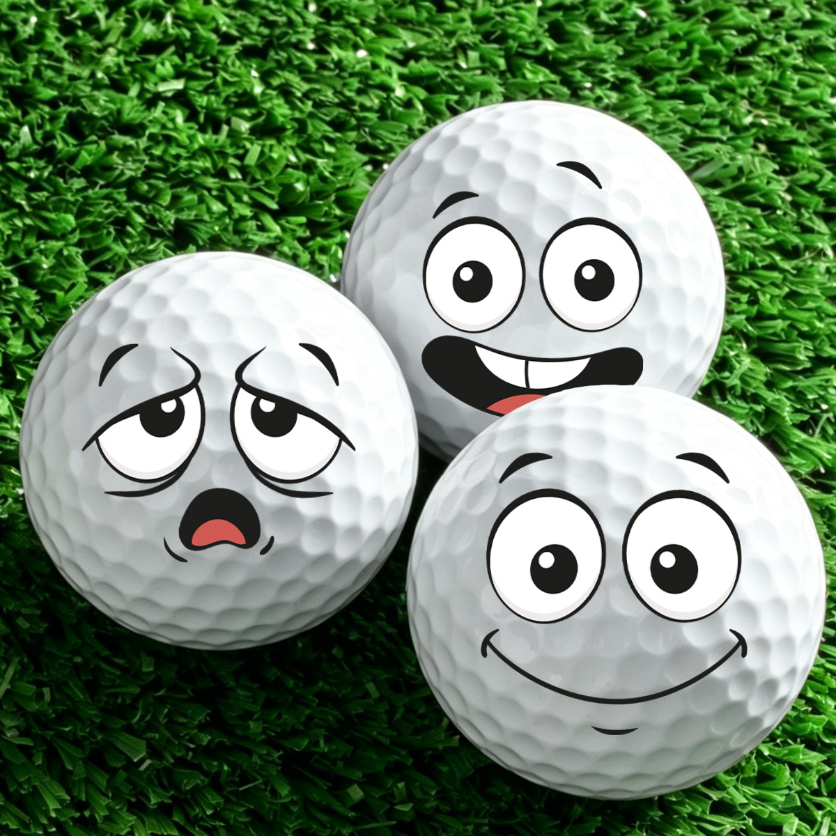 TEMU Ensemble de 3 balles de golf amusantes à émojis, un cadeau créatif pour les passionnés de golf, idéal souvenir pour l'entraînement au golf en