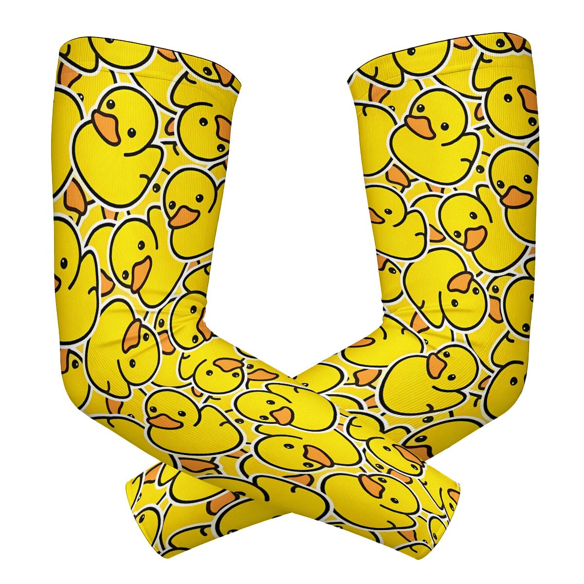 TEMU 1 Paire de manchons de compression de sport pour le cyclisme et la randonnée, avec un motif imprimé numérique amusant de petits canards jaunes