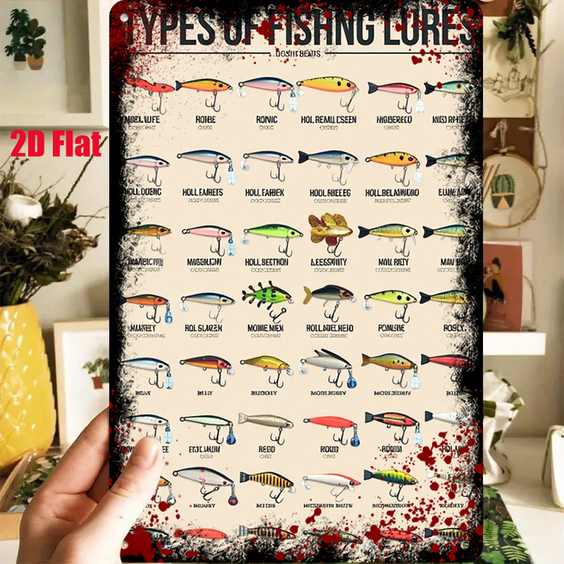 2D Flat - 1pc 2D[Flat] Metal Sign &*;Fishing Lure Types Decorative  Painting: Showcases a * of Exquisite Lure Designs, Suitable for Fishing  Enthusiasts to Collect And Decorate&*; 8X12Inch Suitable for ...