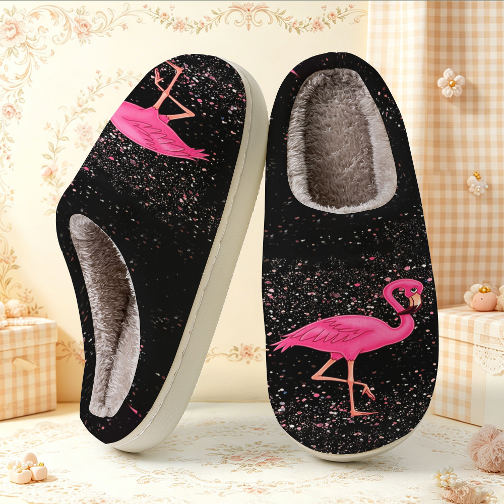 TEMU Kuzjvy Women's & Men's Flamingo Slippers - Unisex With Flamingo Print, Soft Fabric Upper & Sole Suitable For Home, Spa, Gifts - - Comfortable