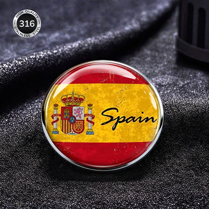 TEMU Broche de acero inoxidable con de de España, diseño vintage, accesorio para mochila y ropa, duradera y de moda