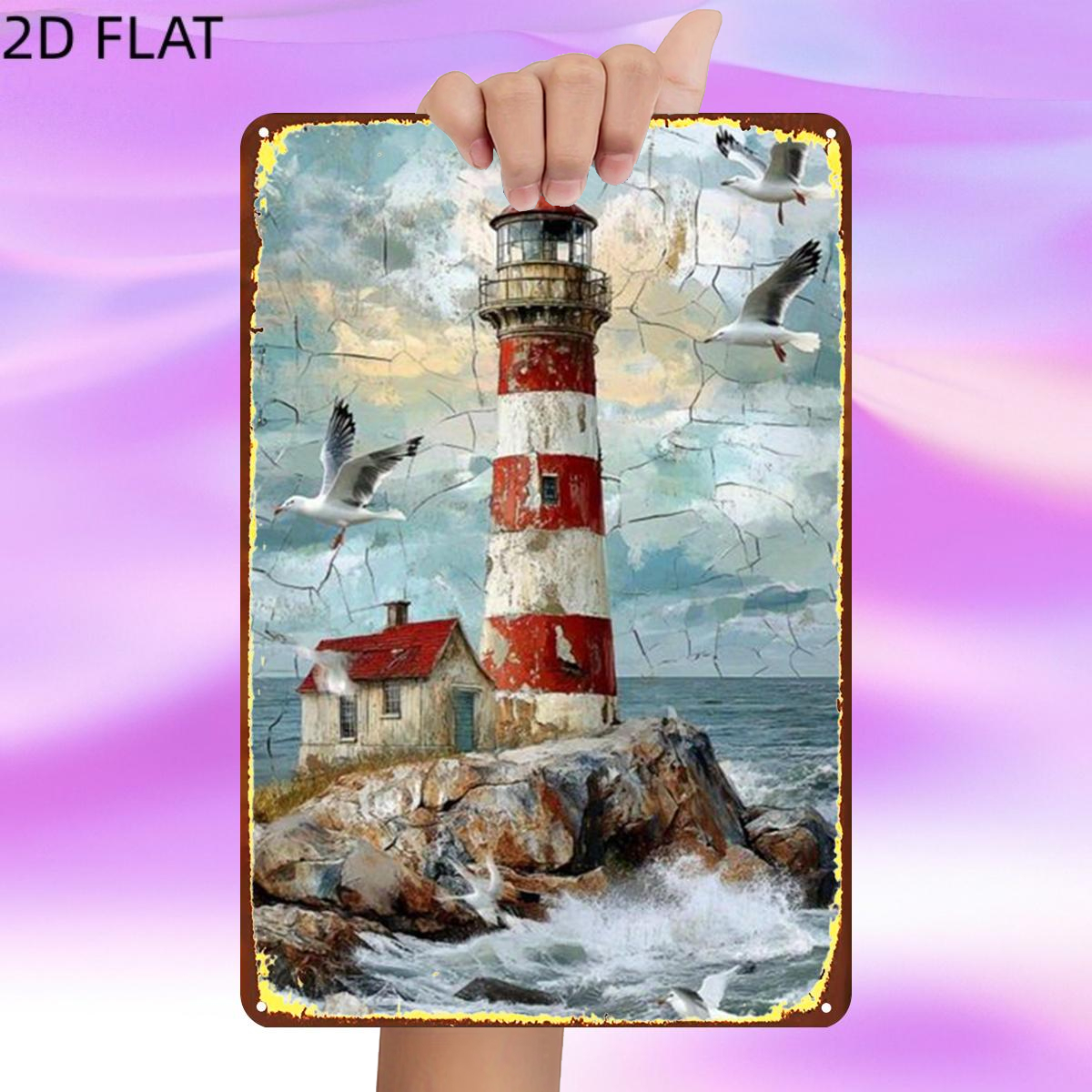 TEMU Piatto 2D, Piatto 2D, 1 pz, Targa in Metallo Ferro Retr簷A che Fortemente al Mare in Tempesta, Pre-forati, Adatta per Interni, Giardino, Esterni,