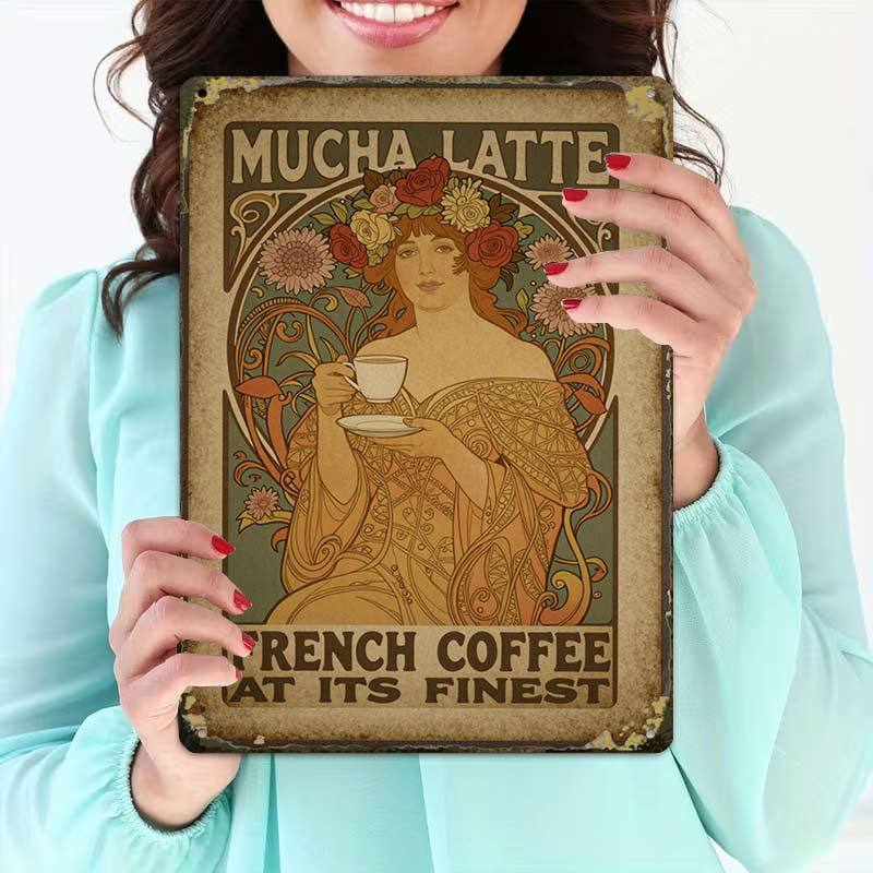 TEMU 2d Flat - 2d-flat 1pc, Vintage Latte Art Print, Creative Tin Sign Garage Decoration, Lettering, Highquality Print, Home Decorators, 2d Flat,