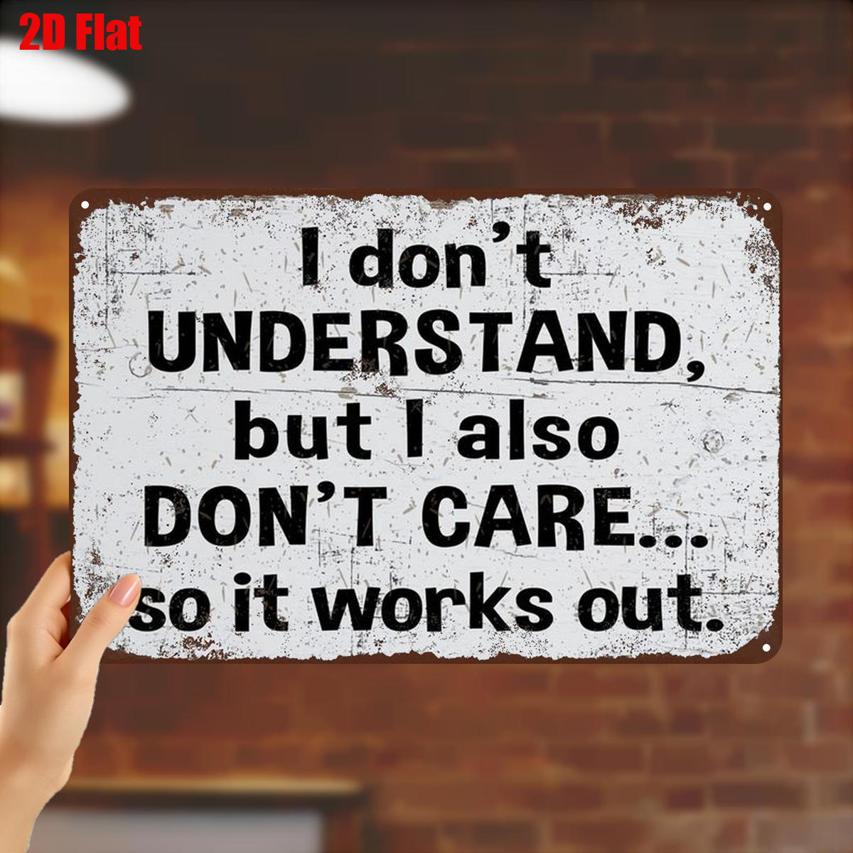 TEMU 2d Flat, 2d Flat 1pc, "'t , But I Don't Care... Works Out" - Rustic Metal Wall Art Sign For Home Decor 8×12 Inch, 2d Flat