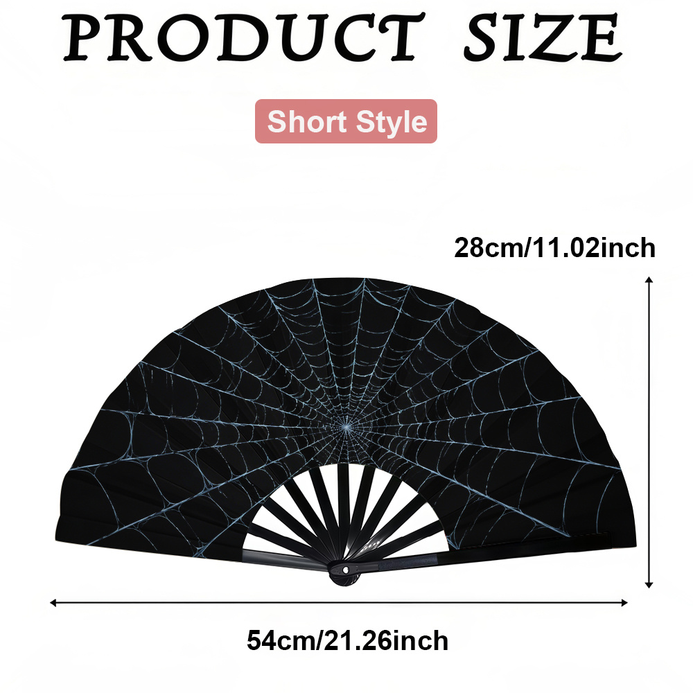 TEMU 1pc Women's Folding Fan, Spiderweb Background, Fashion Folding Fan, Summer Folding Fan, Holiday Gift, Birthday Gift Folding Fan, Party Folding