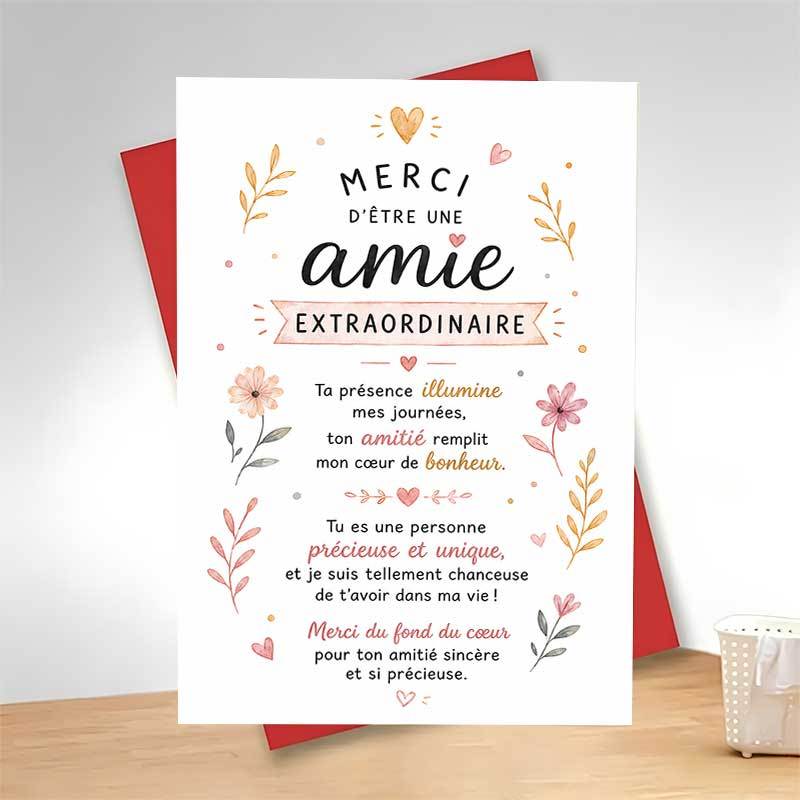 TEMU 1 Carte de Vœux + 1 Enveloppe - Carte de Vœux d' Florale Élégante, Motif Fleurs et Cœurs à " D'être ", Parfaite pour la Meilleure , Appréciation