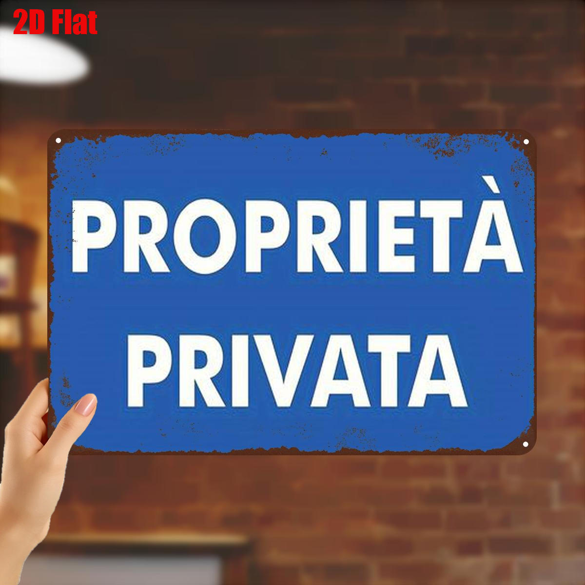 TEMU 2D Piatto 1 pz, " Privata - Insegna Italiana Vintage Decorazione in Metallo" 8�12 Pollici