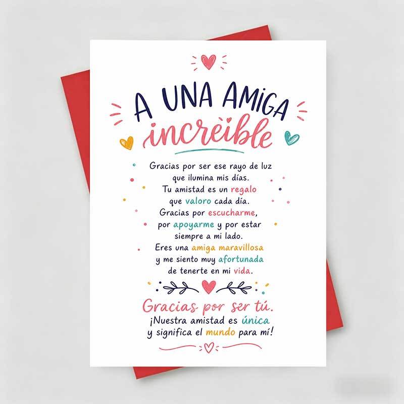 TEMU 1 Tarjeta de Felicitación y 1 Sobrecarta, Tarjeta de Felicitación de Conmovedora, Diseño Colorido de Corazones y Puntos con Texto en Español A