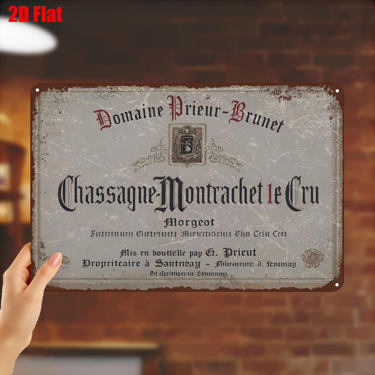 TEMU Décoration murale 2D plate 1pc, Étiquette de vin Vintage - en fer – Design élégant de cave à vin française ou , 8×12 pouces
