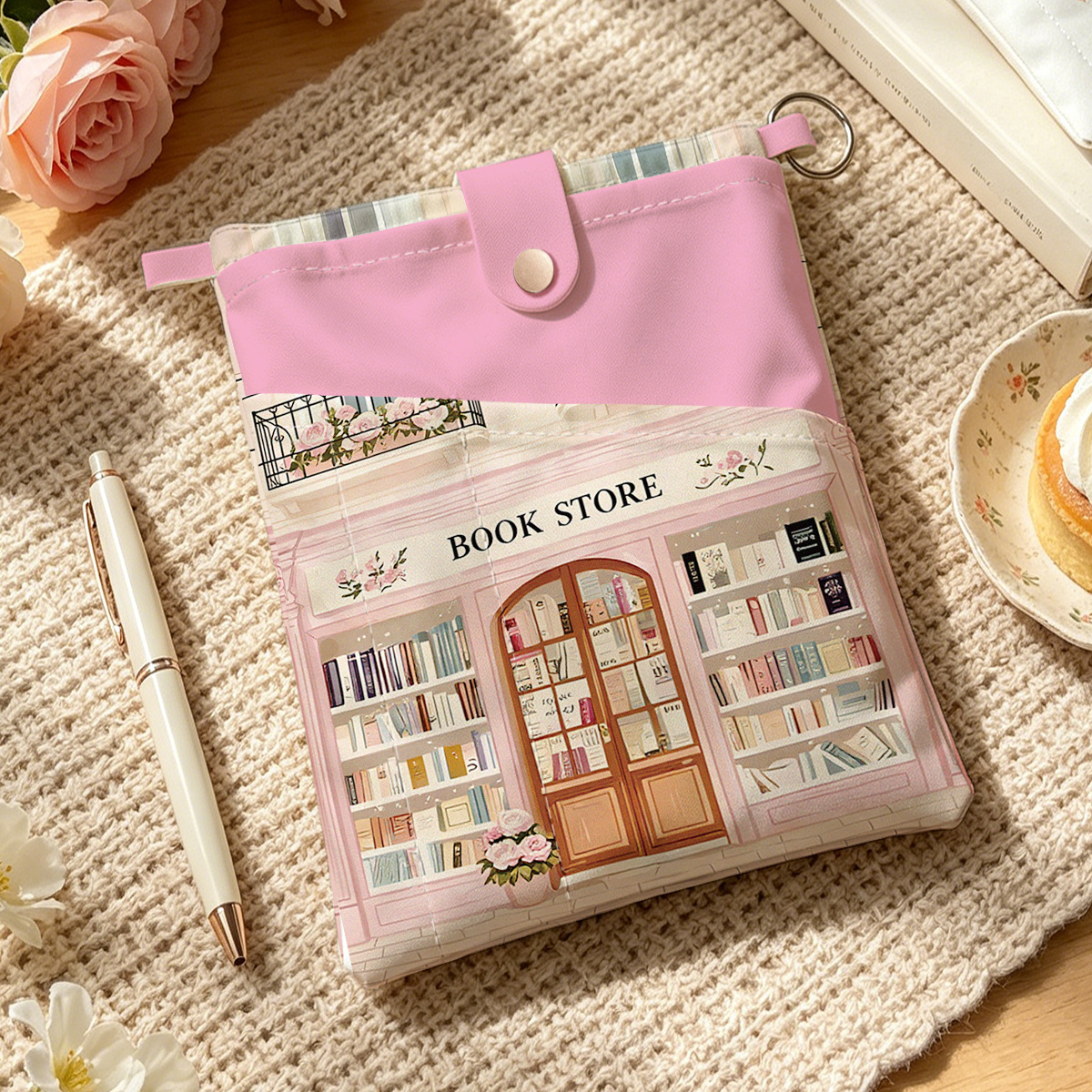 TEMU 1 funda para libro, de librería lindo, arquitectura de dibujos animados, adecuada para guardar bolígrafos, libros de tamaño A5. Ideal para