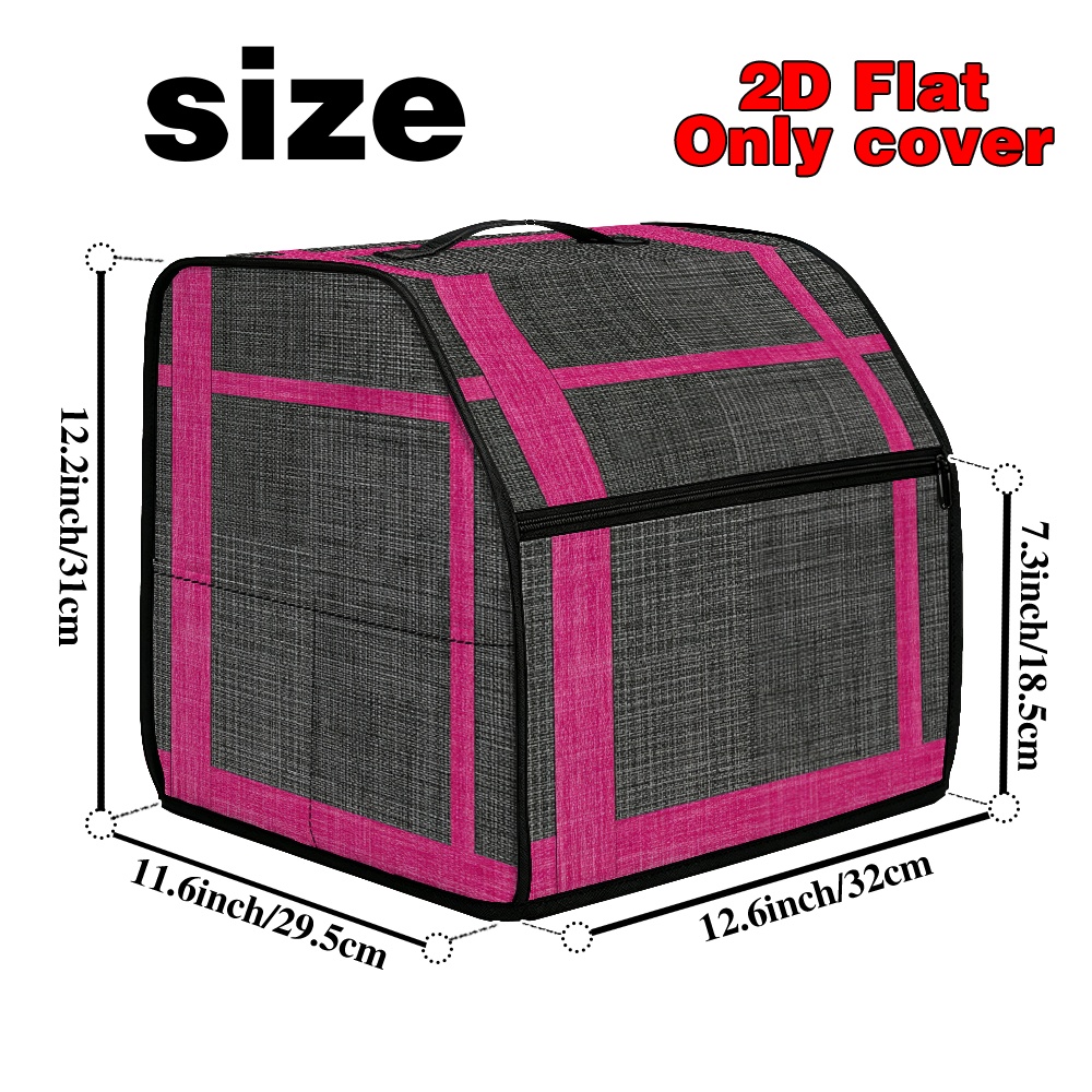TEMU 1pc Gray & Pink Sewing Machine Cover With Zippered Storage Bag & Top Handle - Suitable For Serger, Cover Fits For Home Sewing Room, Zippered Bag