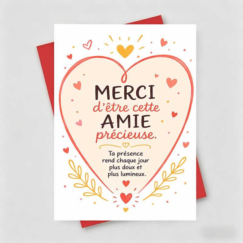 TEMU 1 Greeting Card + 1 Envelope Warm Friendship Greeting Card, Heart Pattern With Text D Cette , Suitable For , Friendship Celebration, Hand Drawn