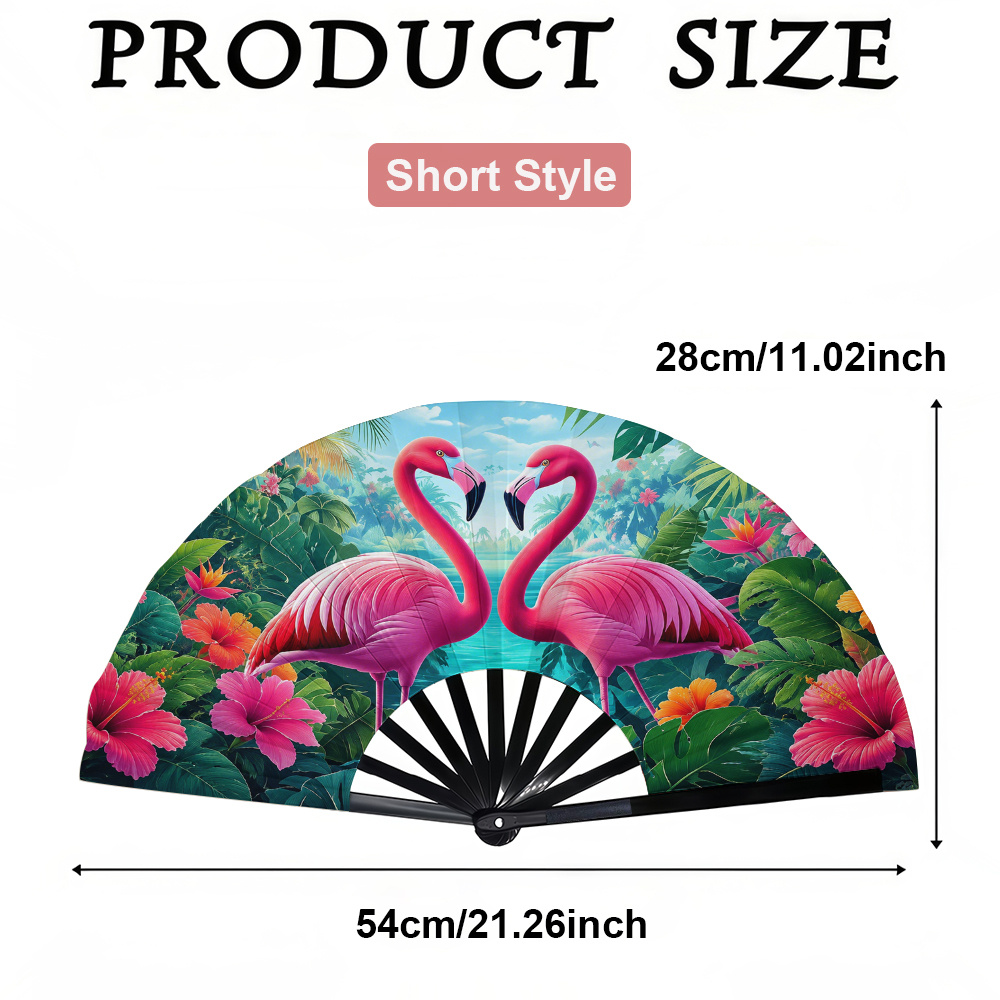 TEMU A Ladies' Folding Fan, Featuring A Flamingo Tropical , A Stylish Folding Fan, A Summer Folding Fan, A Holiday Gift, A Birthday Gift Folding Fan,