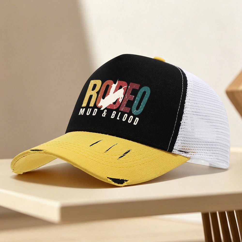 アイテム画像 【1個】調整可能なディ パッチワークハット、軽量プリントクラフ ースハット、「rodeo mud & blood プリント」メンズトレンドキャップ、結婚式、パーティー、誕生日プレゼントに最適