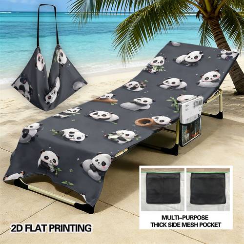2d flat 1pc suitable for chair cover with cute print mesh pockets convertible backpack microfiber beach chair for patio tanning chairs for home machine washable for coastal vacation 2d flat