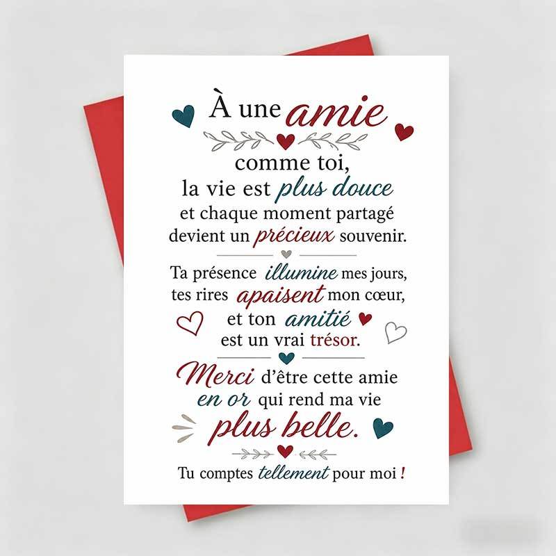 TEMU 1 Carte de vœux + 1 Enveloppe Carte de vœux d' émouvante, de cœurs élégants avec texte français exprimant une profonde gratitude, Convient aux