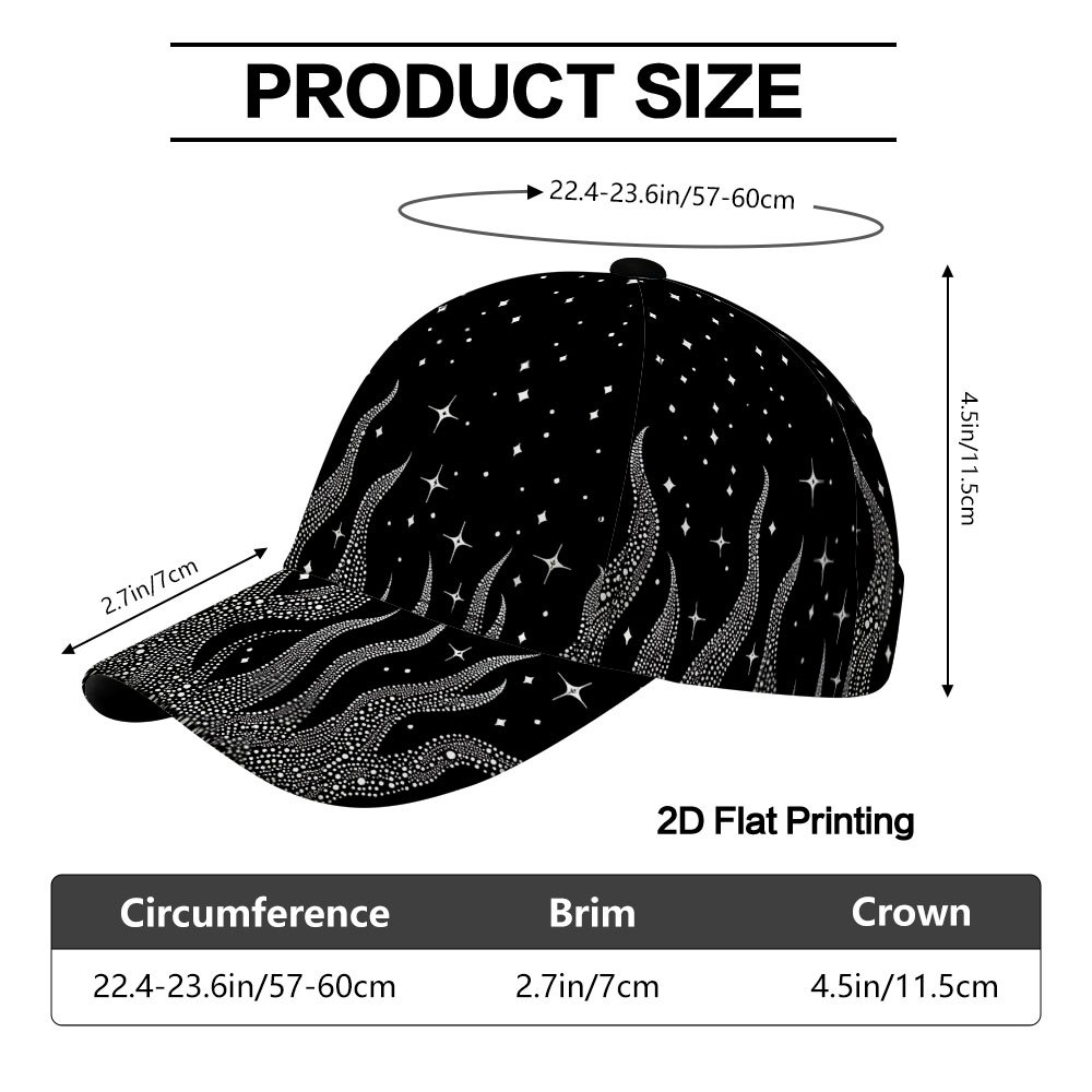 TEMU 2d Flat Printing, 1pc Starry Fire Sparkle Print Classic Baseball Cap - Adjustable Lightweight Duckbill Hat, Ideal For Daily Wear, , Perfect For