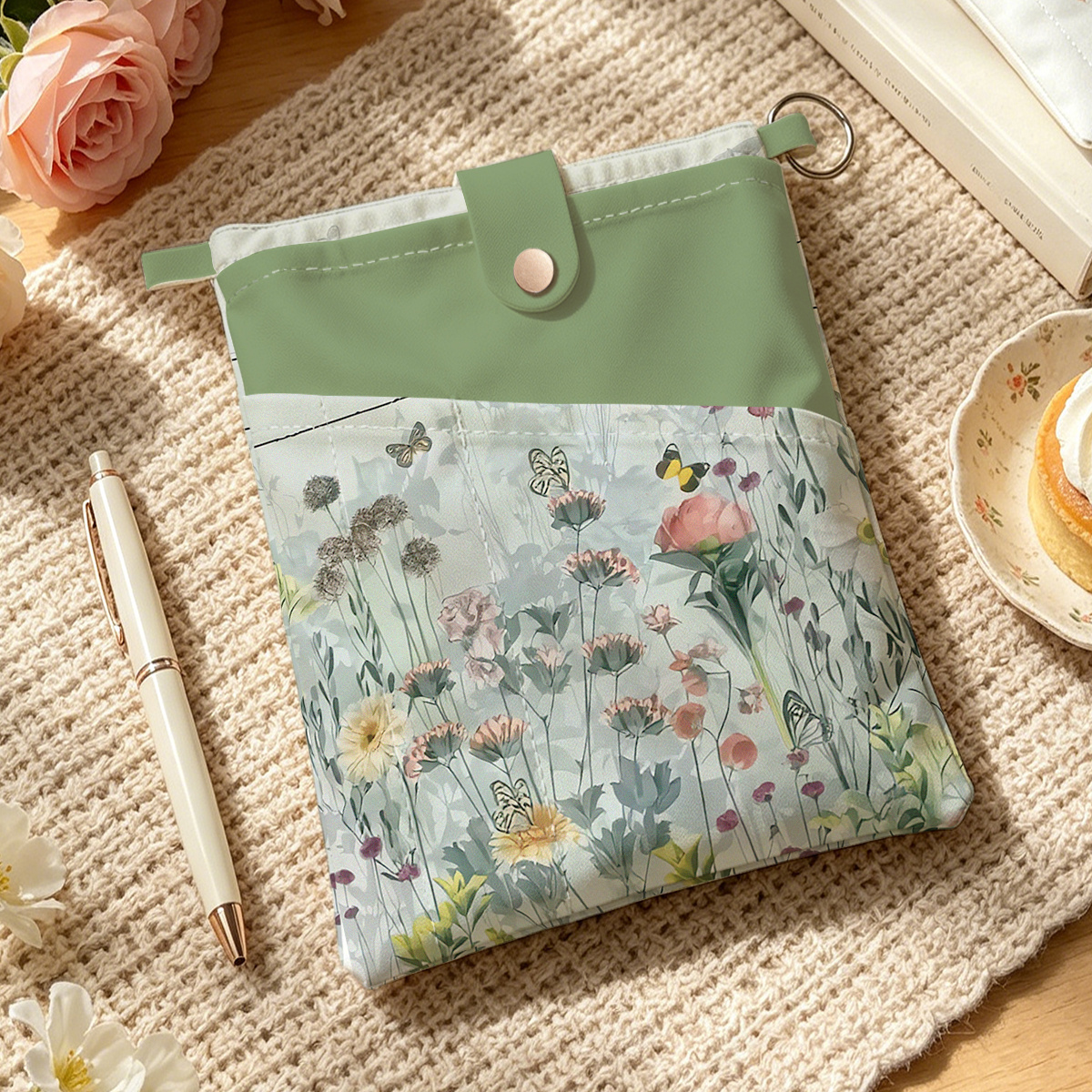 TEMU 1 pieza de de libro estampado de y mariposas - Tamaño A5, adecuada para guardar bolígrafos, para organizar libros, estuche para útiles de