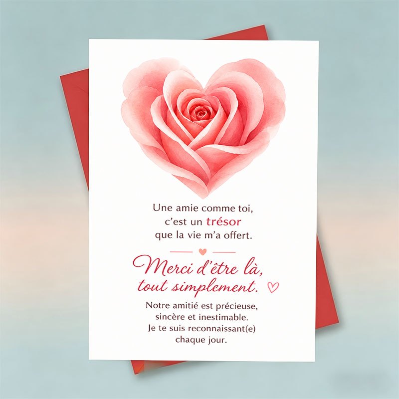 TEMU 1 Carte de vœux et 1 Enveloppe Élégante et Carte de vœux de Saint-Valentin, de cœur avec français Un ami toi est un , Convient aux meilleures
