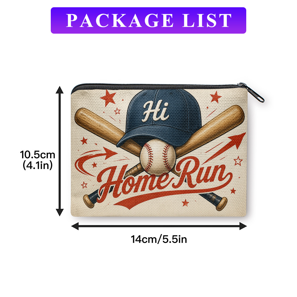 TEMU Baseball-themed Coin Purse - Compact Portable Wallet Suitable For Keys, & Cards Holder, Machine Washable Gift Organizer For Christmas, Mother'