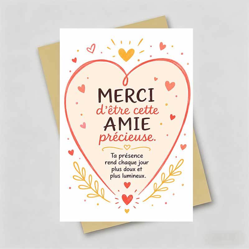 TEMU 1 Greeting Card + 1 Envelope Warm Friendship Greeting Card, Heart Pattern With Text D Cette , Suitable For , Friendship Celebration, Hand Drawn