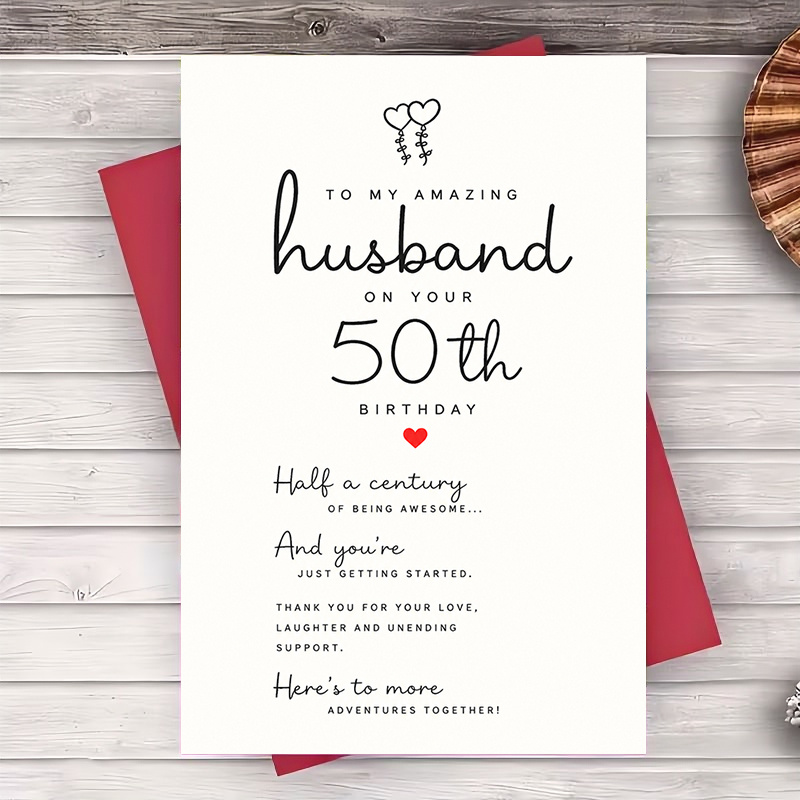 TEMU 1 Envelope And 1 Funny Greeting Card 50th Birthday Greeting Card For Husband Funny Milestone Birthday Gift For Him Romantic Anniversary Card For
