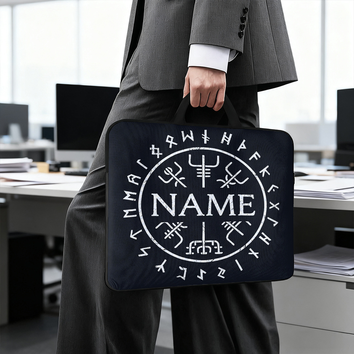 Customized Runic Circle Pattern Large Laptop Bag