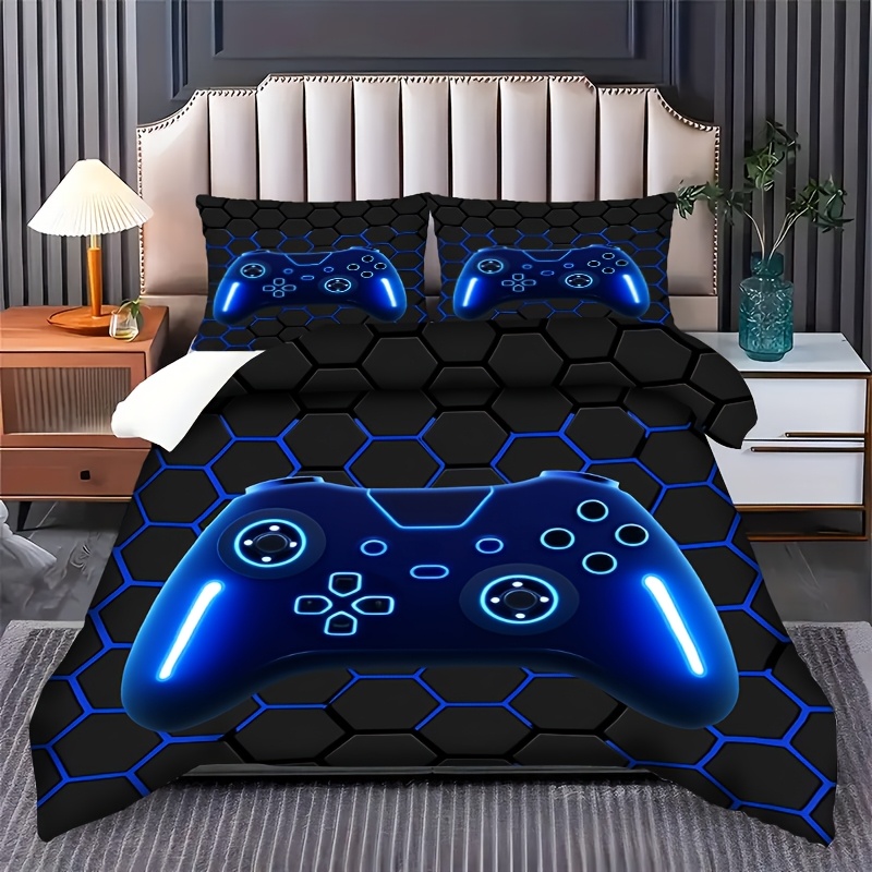 TEMU 2/3pcs Set Comfortable Future Competitive Light Controller Trendy Theme Pattern. Bedding. Digital Printing Quilt Set. Zipper Design. Machine