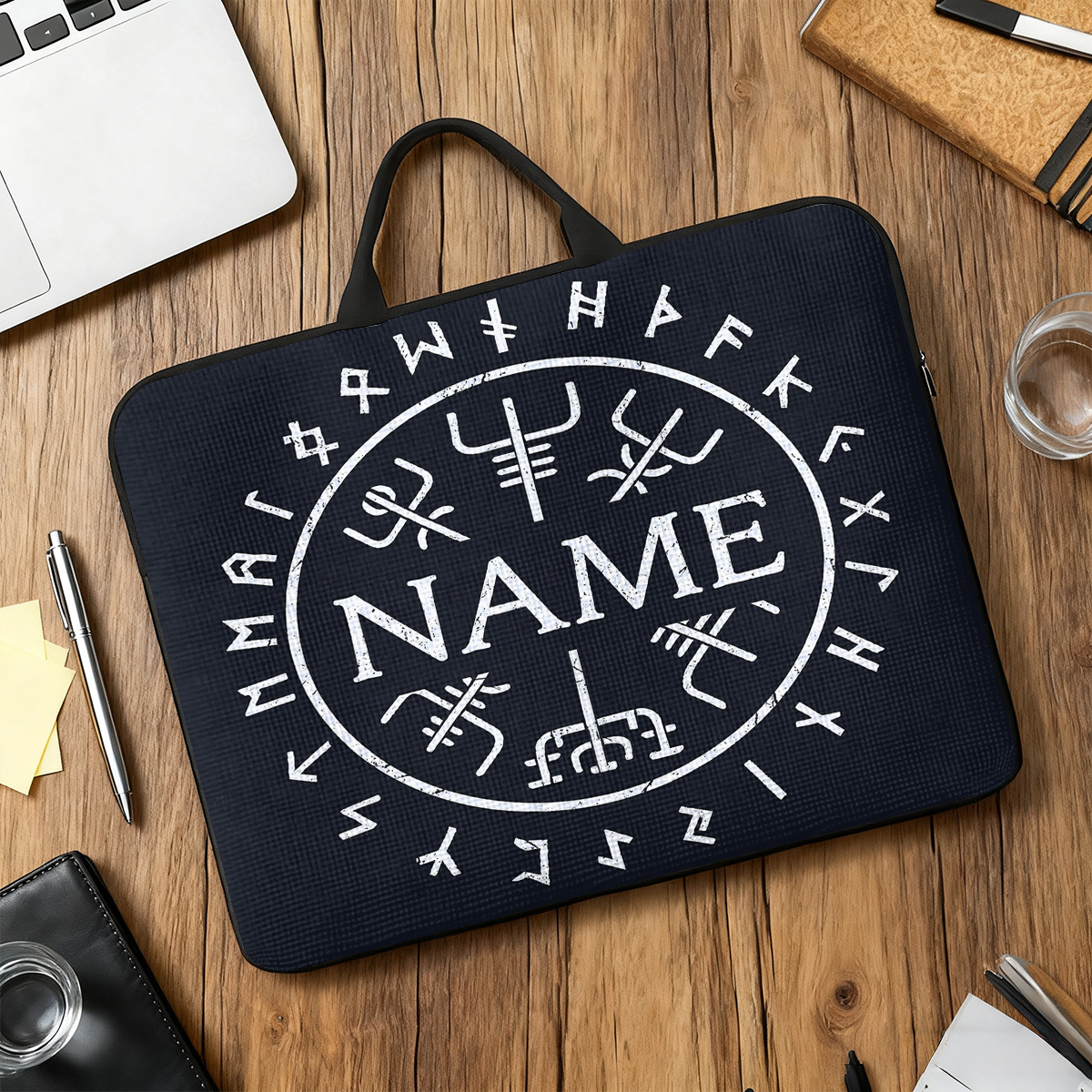 Customized Runic Circle Pattern Large Laptop Bag