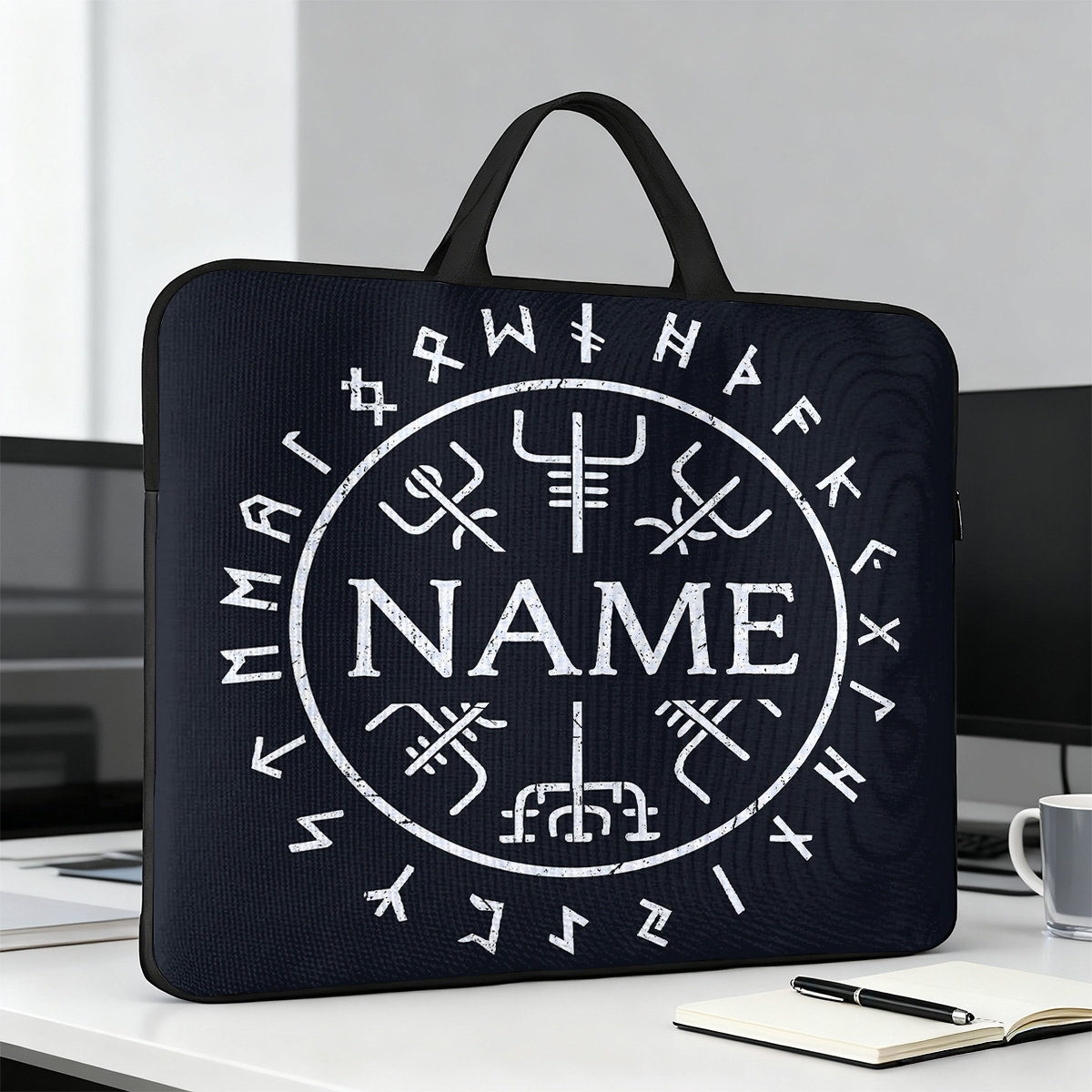 Customized Runic Circle Pattern Large Laptop Bag