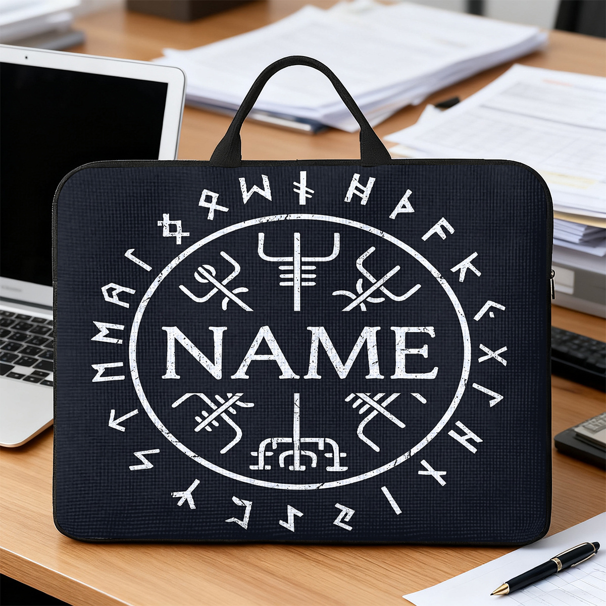 Customized Runic Circle Pattern Large Laptop Bag